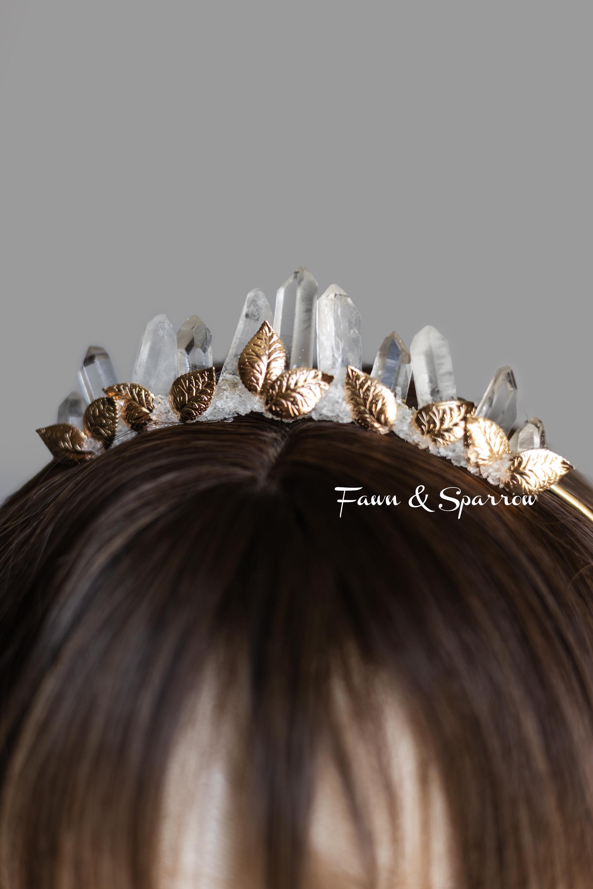 Raw Quartz Leaf Crystal Crown,gold, Silver Wedding Crown,bridal Crown,wedding Tiara,bridal,wedding Headpiece, Headband,festival Crown