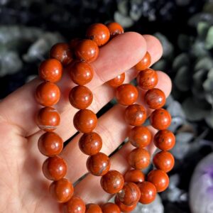 10mm Red Jasper Beaded Bracelet - Crystal Gemstone Jewelry