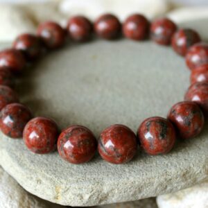 10mm Red Jasper Stretch Bracelet, March Birthstone Jewelry, Unisex Jasper Jewelry, Chakra Healing Energy Gemstone Bracelet, Birthday Gift