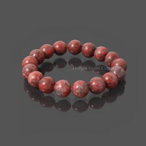 13mm Red Jasper Stretch Bracelet For Protection, Grounding, And Vitality, Red Jasper Smooth Round Beads Bracelet, Root Chakra Bracelet, Gift