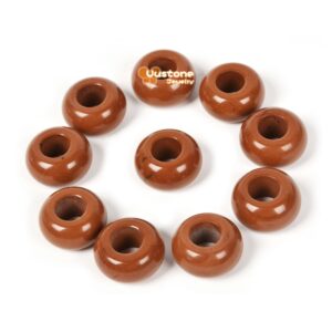 14mm Natural Red Jasper Universal Large Hole Rondelle Bead for Bracelet DIY Jewelry Making