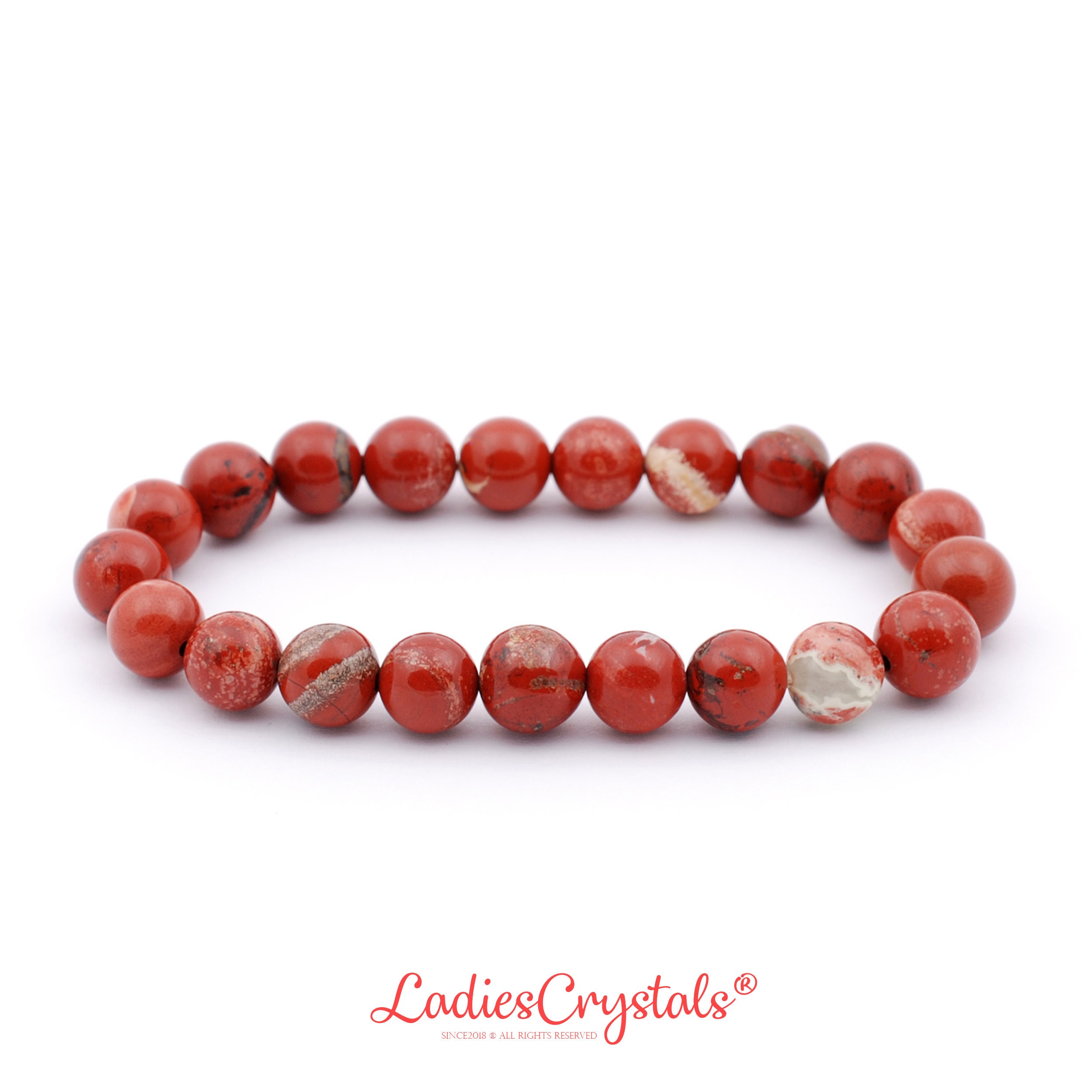 Red Jasper Bracelet, 8mm Beaded Gemstone, Grounding Protection Healing Jewelry, Root Chakra Strength Gift, Stackable Minimalist Dainty