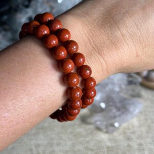 8mm Red Jasper Beaded Bracelet: Crystal Gemstone Jewelry