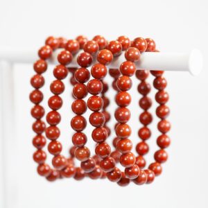 Red Jasper Bracelet, 8mm Stretch Bead Bracelet Made with Natural Healing Stones for Grounding, Vitality, Stability, Earth Energy