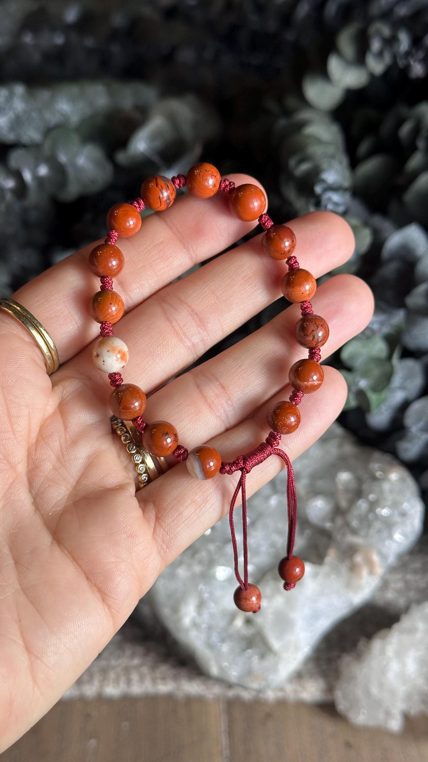 Adjustable Red Jasper Crystal Bracelet
