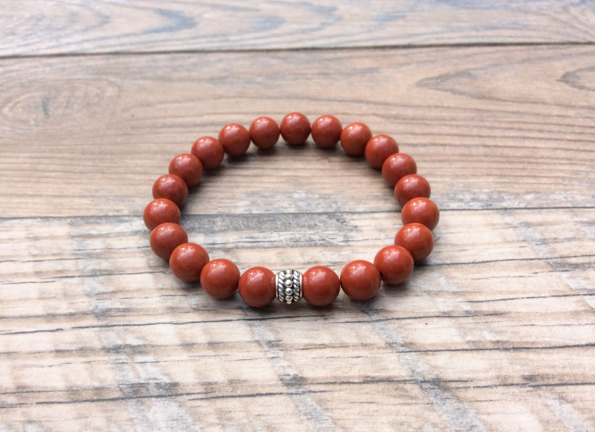 Red Jasper Beaded Bracelet - Women's Gift Idea
