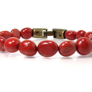 Red Jasper Bracelet with Clasp, Unisex Mens Womens Bracelet, Natural Gemstone Bracelet, Nuggets Beaded Bracelet