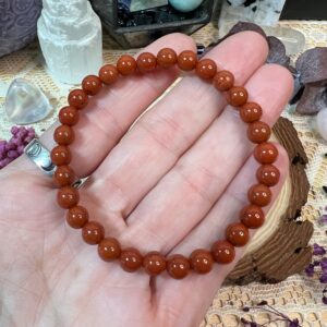 Red Jasper Crystal Bead Bracelet - Stretch Gemstone Bracelet - RJB