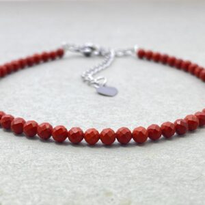 Red Jasper Bracelet: Faceted Gemstone, Boho Healing Crystal Choker