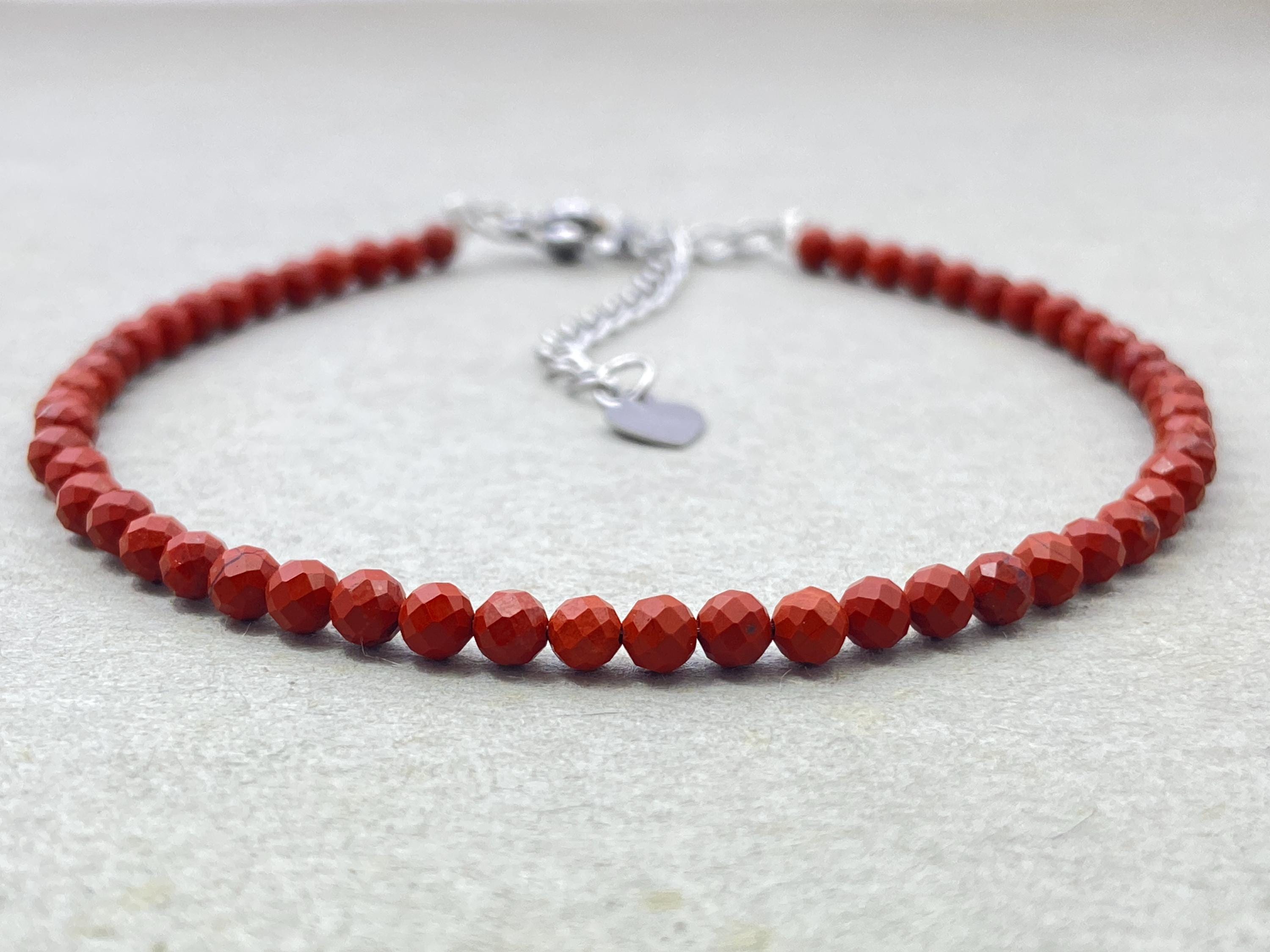 Red Jasper Bracelet: Faceted Gemstone, Boho Healing Crystal Choker