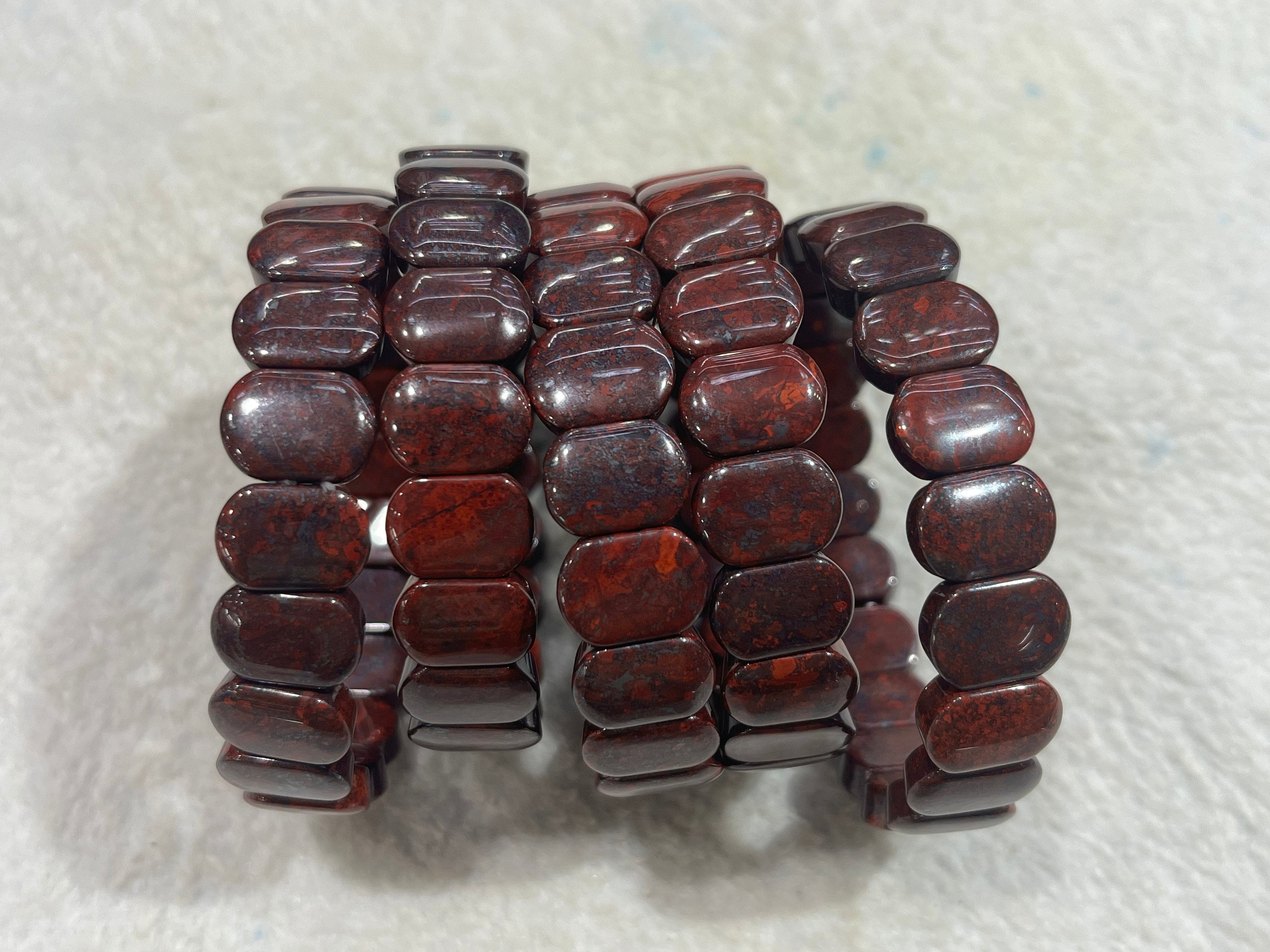 Flower Red Jasper 10x14mm Rectangle Genuine Gemstone Beads With Two-hole Finished Jewelry Bracelet Supply - 1piece