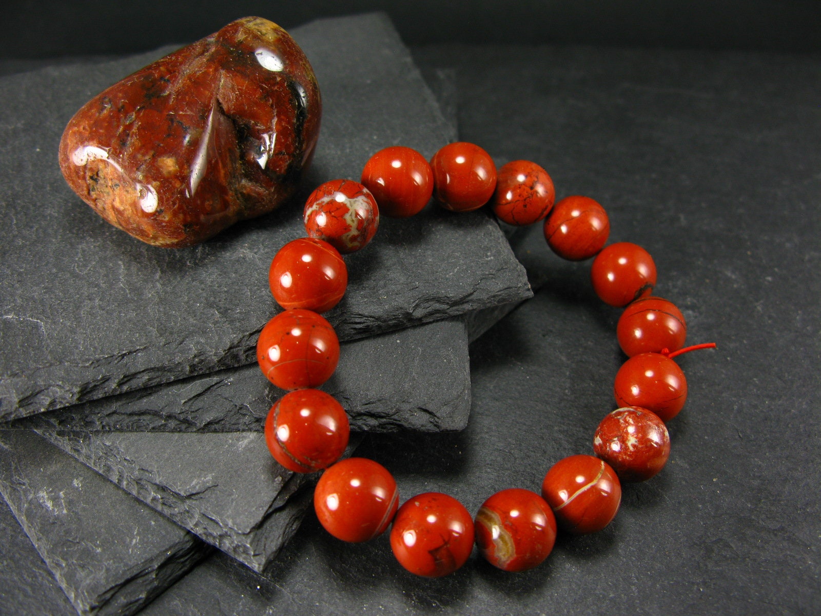 Red Jasper Genuine Bracelet ~ 7 Inches ~ 12mm Round Beads Red Jasper Genuine Bracelet ~ 7 Inches ~ 12mm Round Beads