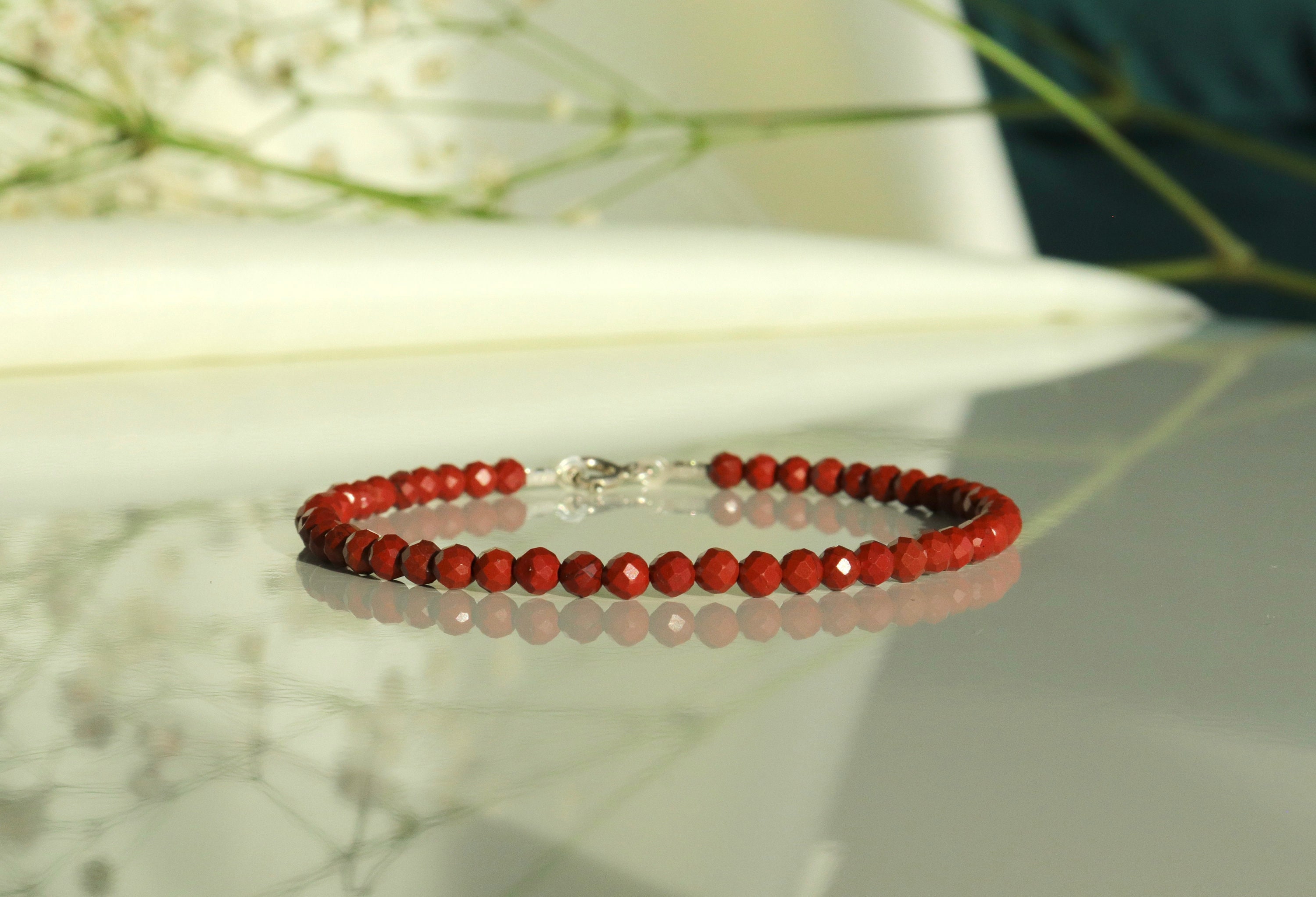 Genuine Red Jasper Bracelet High Quality, 3mm Beaded Bracelet, Handcrafted Healing Stone Jewelry - Grounding, Strength, Protection Genuine Red Jasper Bracelet High Quality, 3mm Beaded Bracelet, Handcrafted Healing Stone Jewelry - Grounding, Strength, Protection
