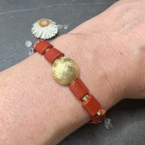 Handmade Matte Red Jasper Bracelet | Gold-plated Silver, Root Chakra