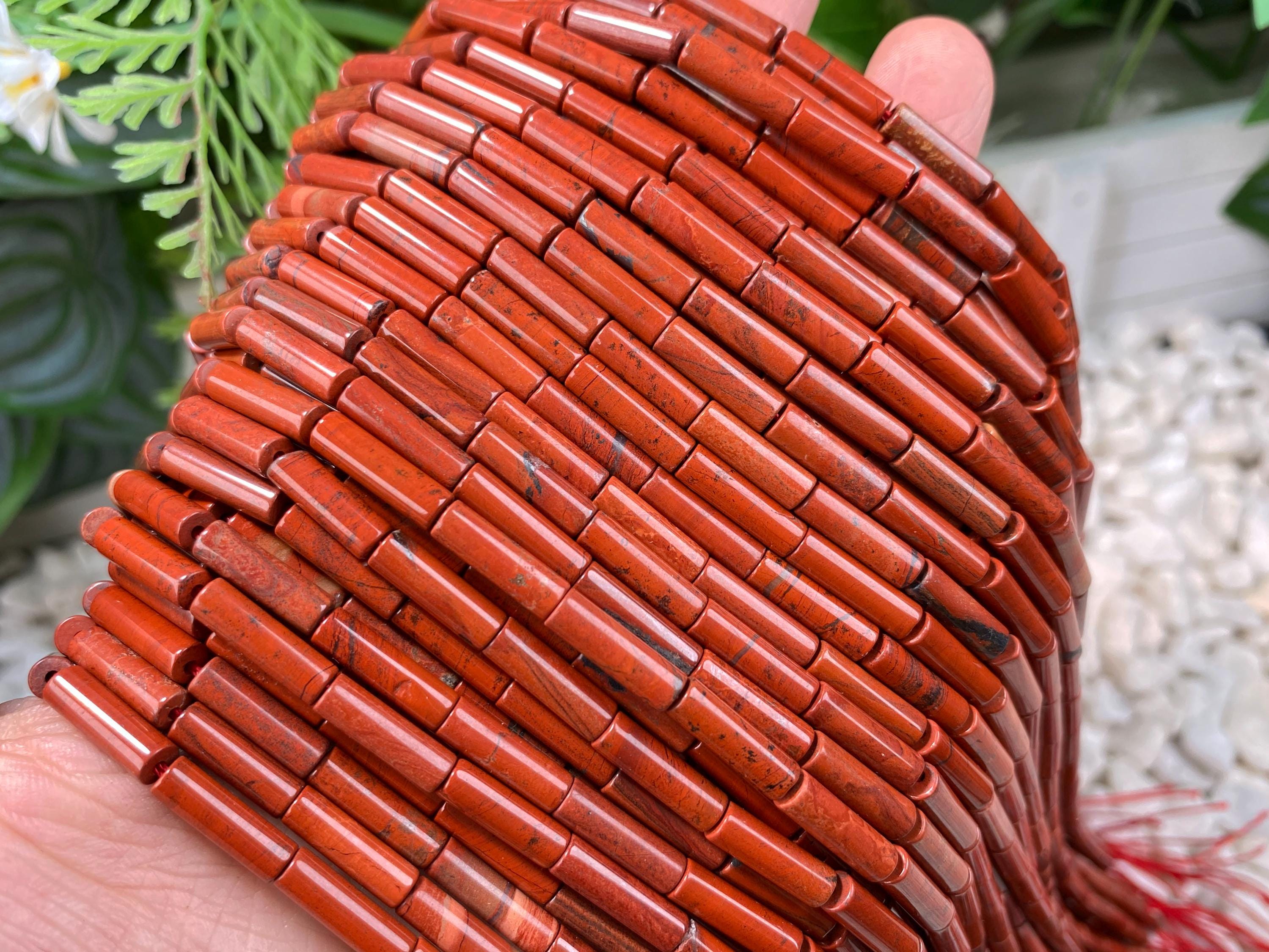 Natural 4x13mm Red Jasper Cylindrical Tube Gemstone Beads,for Jewelry Making Diy Neckalce/bracelets Semi Precious Stone Beads.