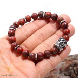 Natural Red Jasper Bracelet 8mm, Root Chakra Stone For Strength & Endurance, Grounding Red Gemstone Jewelry Unisex Vitality Gift For Him Her
