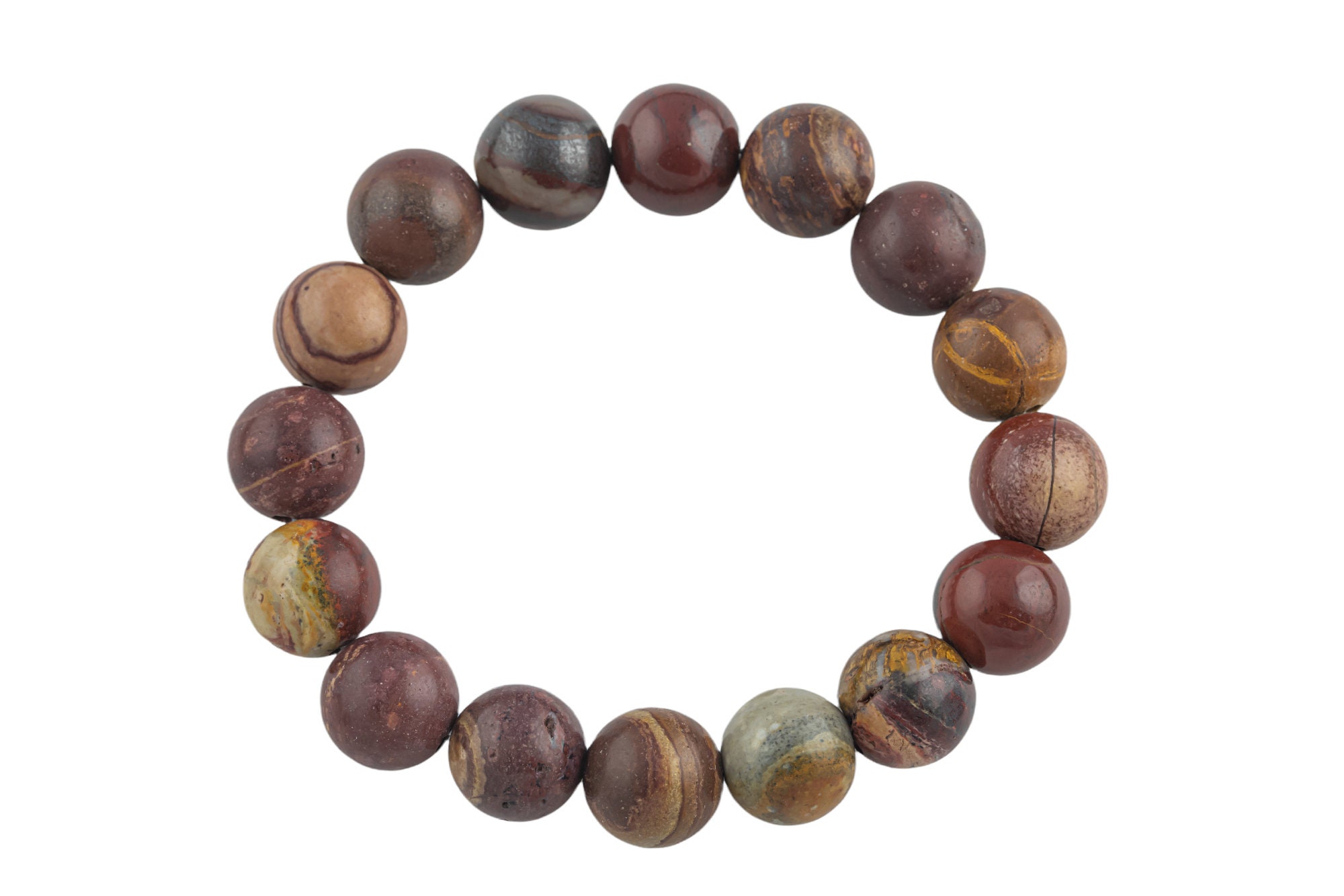 Natural Red Jasper - Bracelet Faceted Round Size 10mm And 12mm- Handmade In Usa- Approx. 7-7.5" Bracelet Crystal Bracelet- Lgs