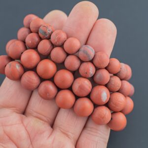 Natural Red Jasper Matte Round Size 10mm And 12mm- Handmade In Usa- Approx. 7-7.5" Bracelet Crystal Bracelet- Lgs
