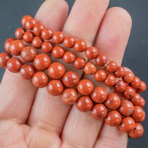 Natural Red Jasper Round Size 6mm And 8mm- Handmade In Usa- Approx. 7" Bracelet Crystal Bracelet