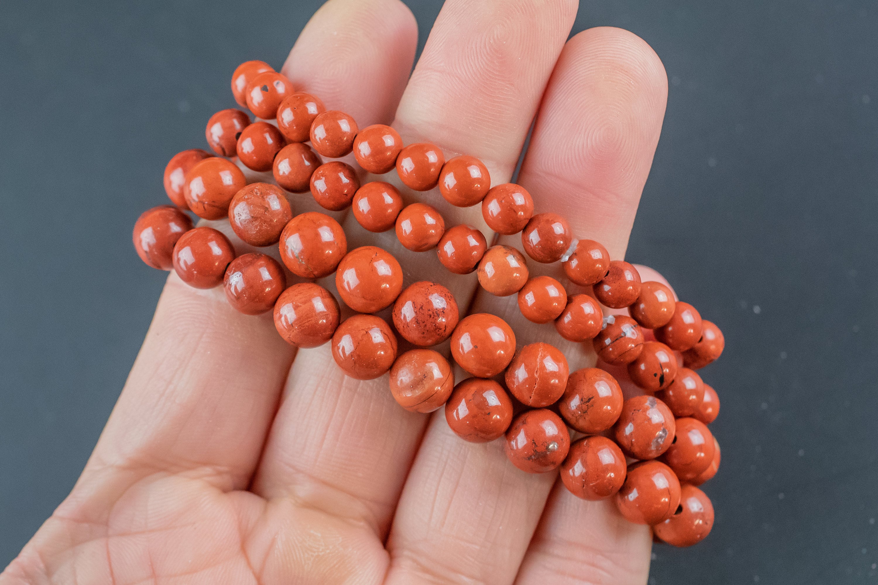 Natural Red Jasper Round Size 6mm And 8mm- Handmade In Usa- Approx. 7" Bracelet Crystal Bracelet Natural Red Jasper Round Size 6mm And 8mm- Handmade In Usa- Approx. 7" Bracelet Crystal Bracelet