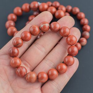 Natural Red Jasper Round Size 10mm And 12mm- Handmade In Usa- Approx. 7-7.5" Bracelet Crystal Bracelet- Lgs