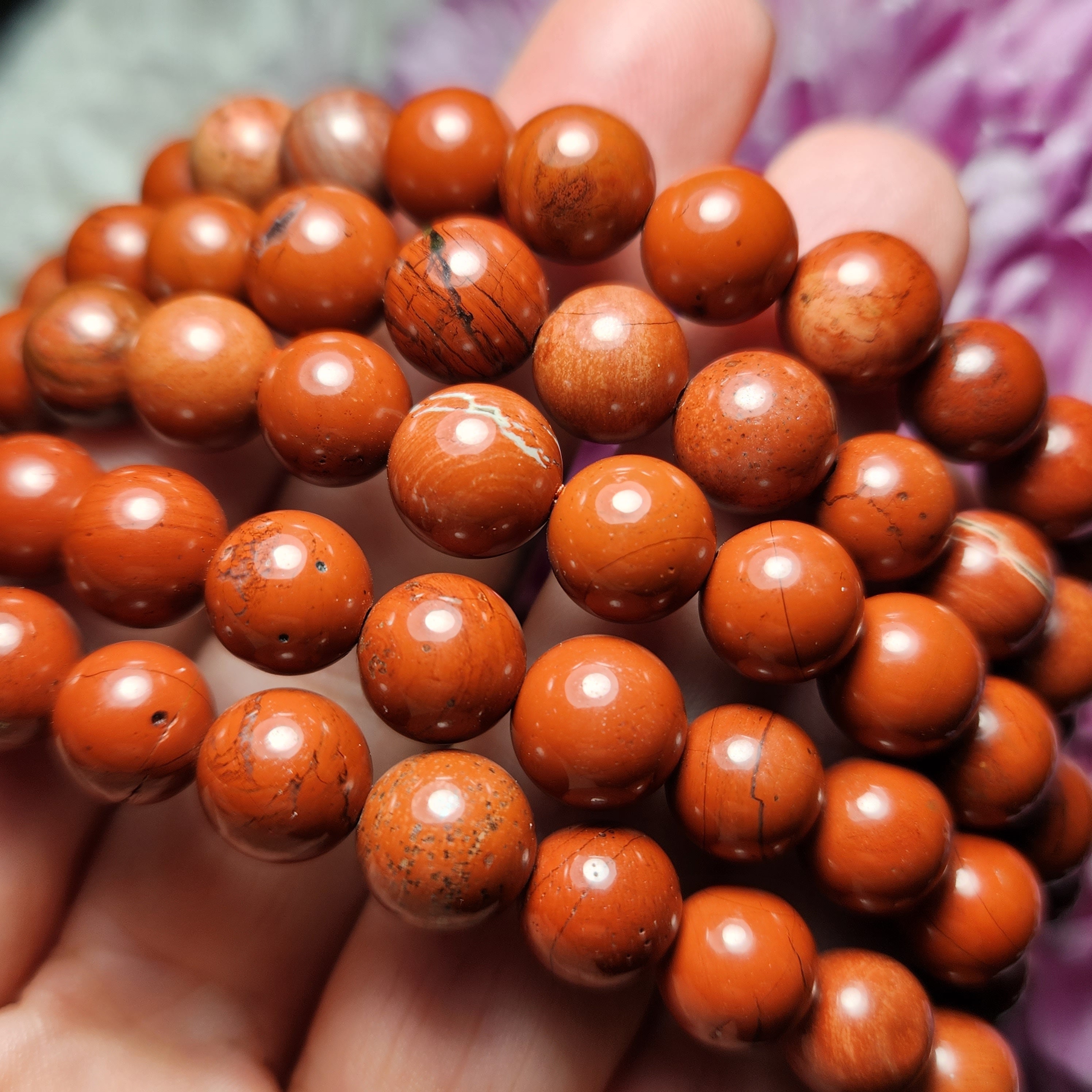 Polished Red Jasper Bracelet: 8mm Gemstone Crystal Bead Stretch Bracelet Polished Red Jasper Bracelet: 8mm Gemstone Crystal Bead Stretch Bracelet