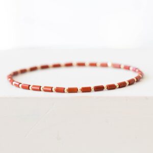 Red Jasper Tube Bead Stretch Bracelet