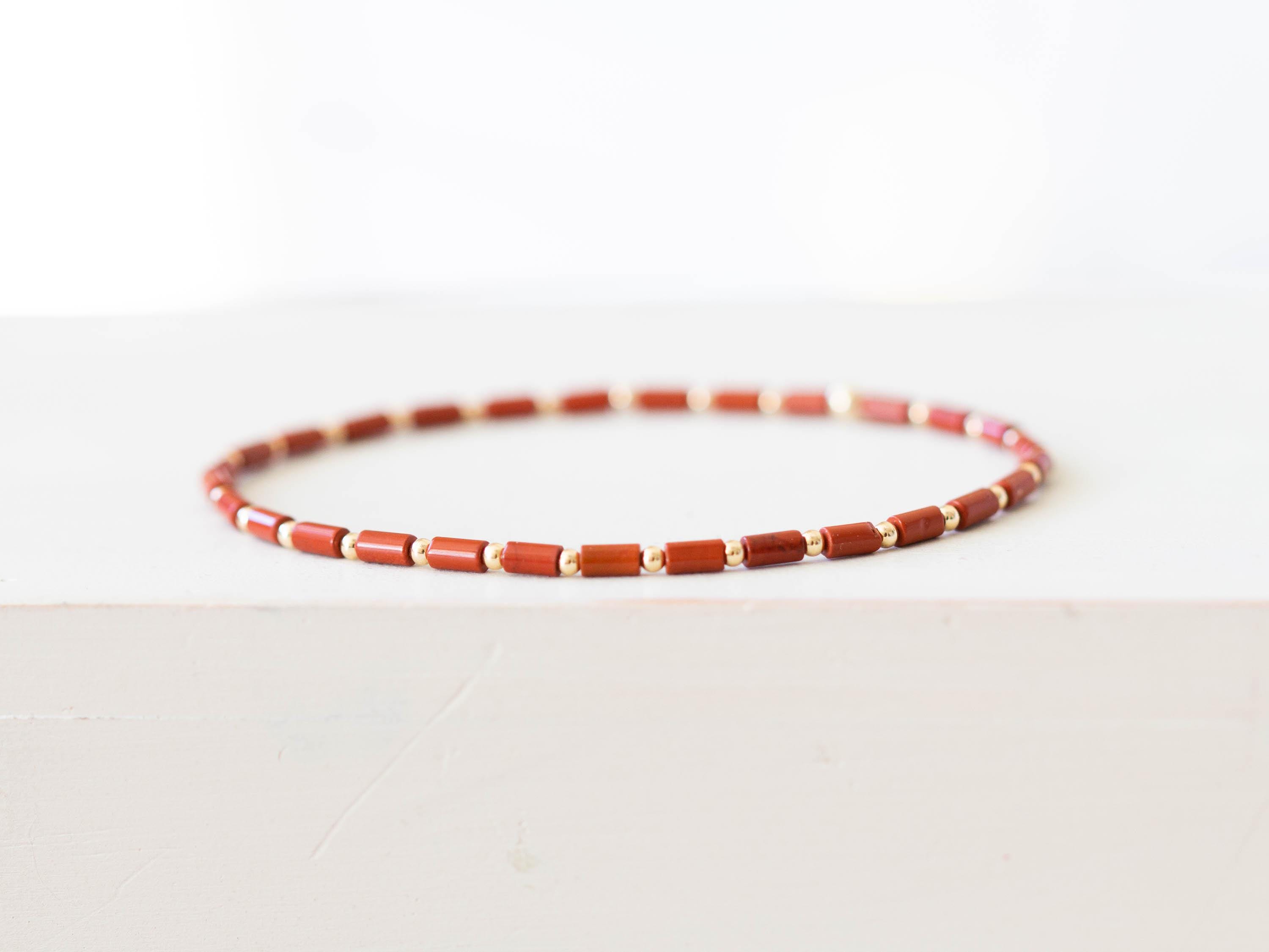 Red Jasper Tube Bead Stretch Bracelet
