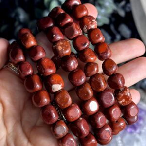 Tumbled Red Jasper Beaded Bracelet - Crystal Gemstone Jewelry
