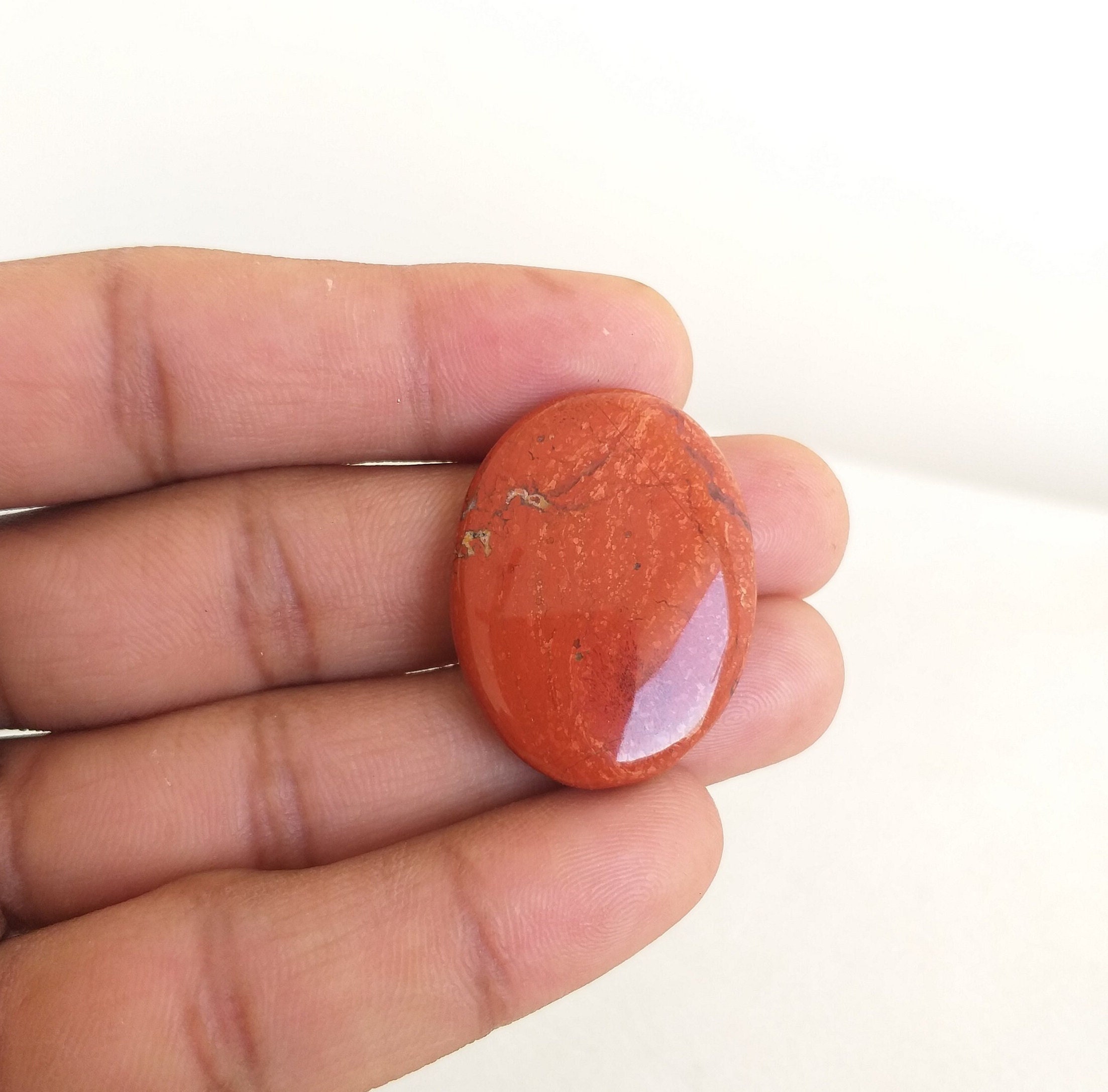 33x25x6 Mm Natural Red Jasper Stone Cabochon, Oval Shape Gemstone, 41.7 Carat Jewelry