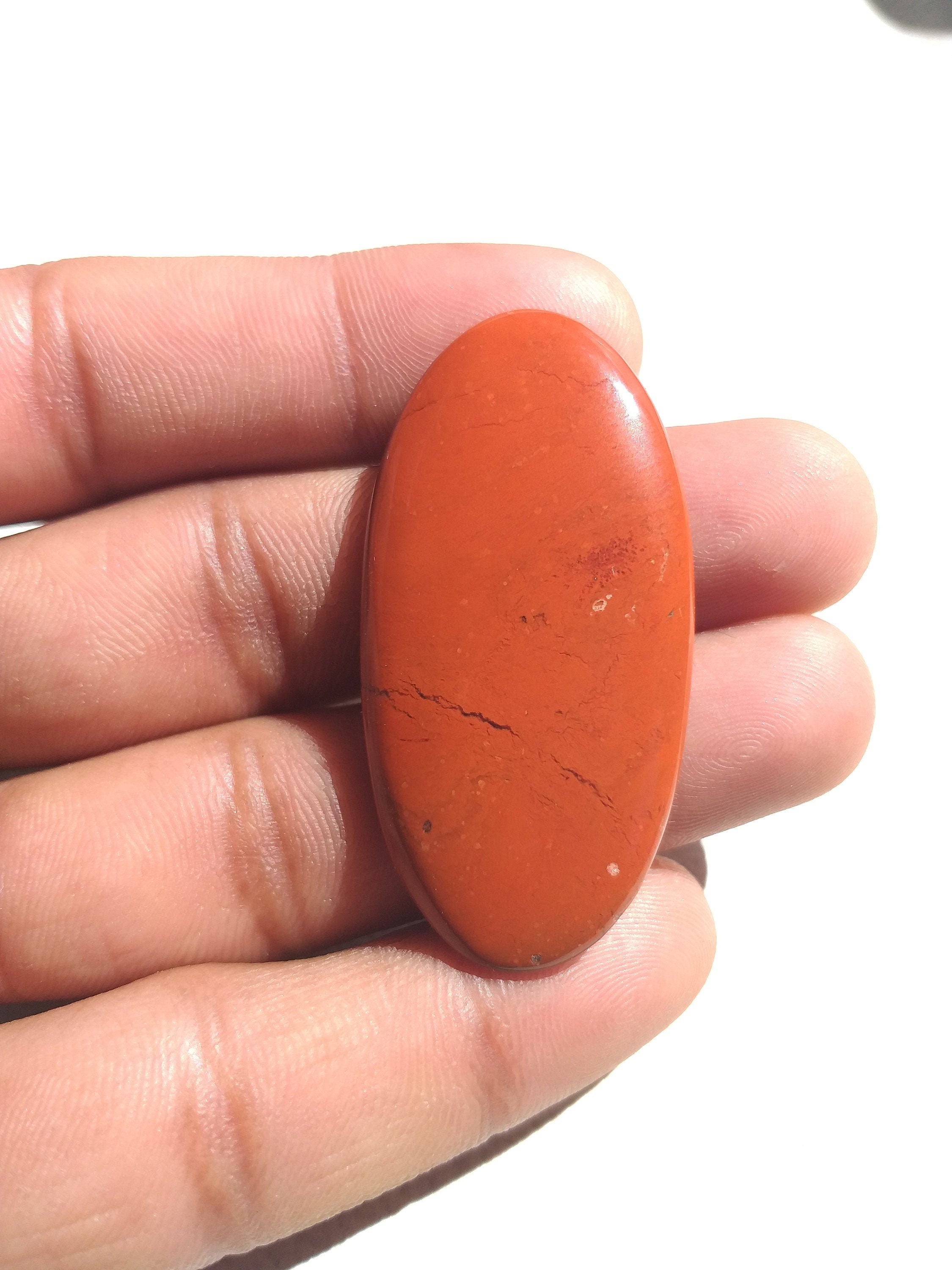 48x24x6 Mm Red Jasper Cabochon Gemstone 54.8 Carat Oval Shape For Jasper Jewelry