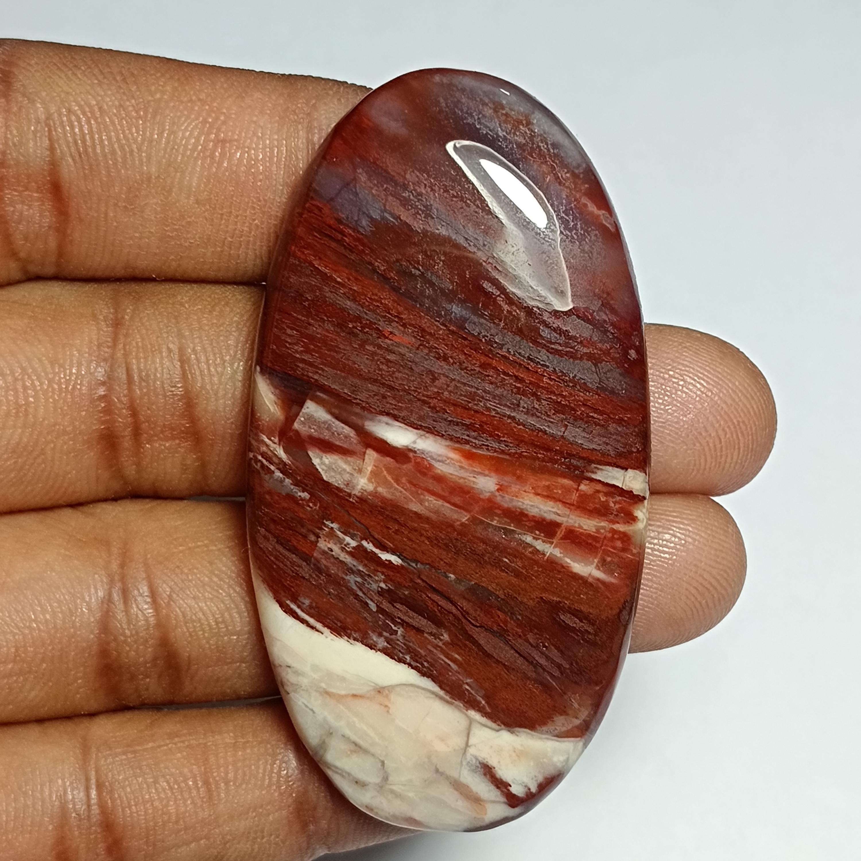 Red Jasper Cabochon: Loose Gemstone, Semi Precious (59x31 Mm, 114cts) Red Jasper Cabochon: Loose Gemstone, Semi Precious (59x31 Mm, 114cts)