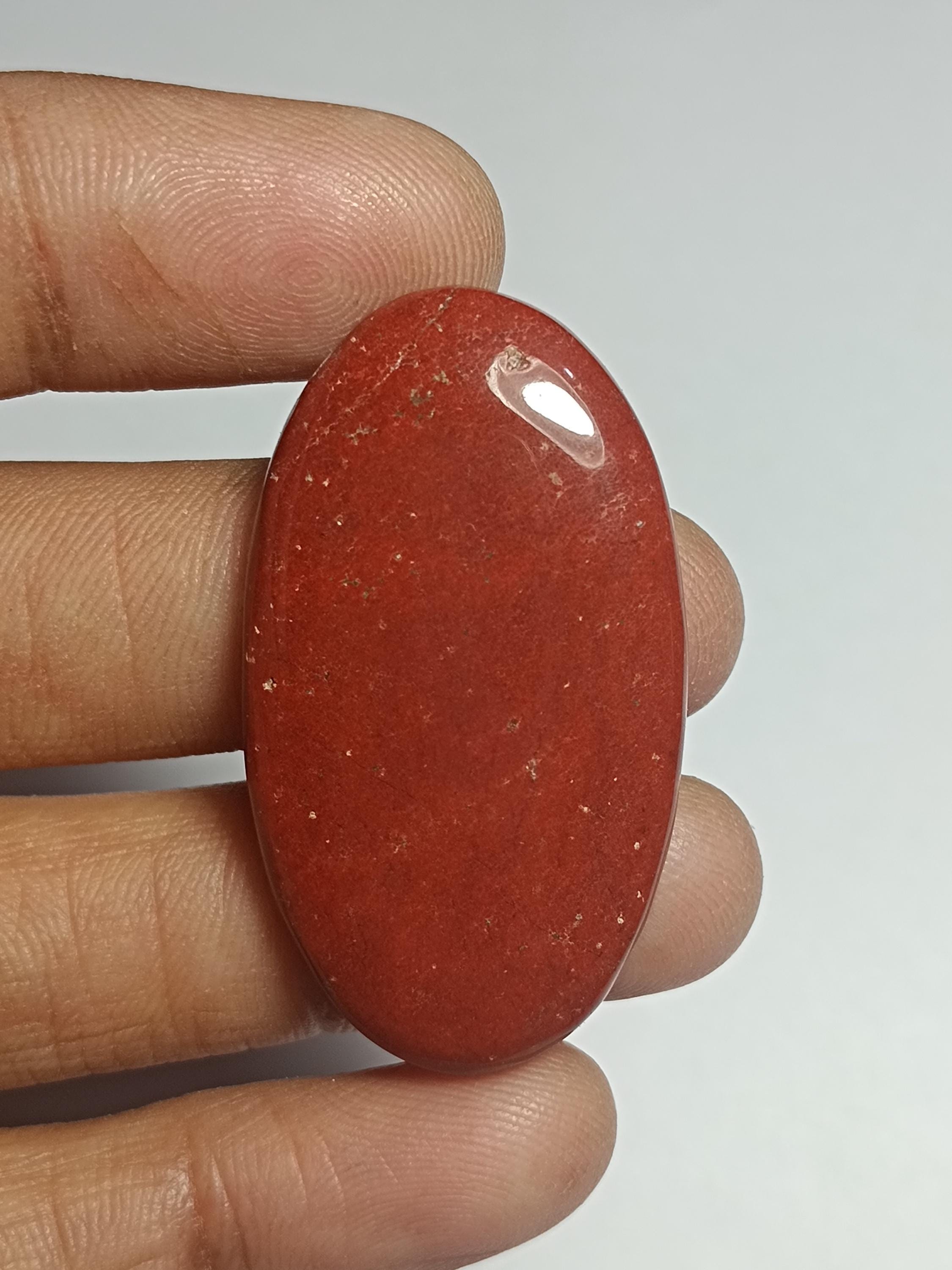 Red Jasper Cabochon: Loose Gemstone, Semi Precious (41x23 Mm, 49cts) Red Jasper Cabochon: Loose Gemstone, Semi Precious (41x23 Mm, 49cts)