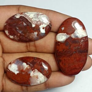 Red Jasper Cabochon Lot: Semi Precious Loose Stones, 164Cts (3pcs)
