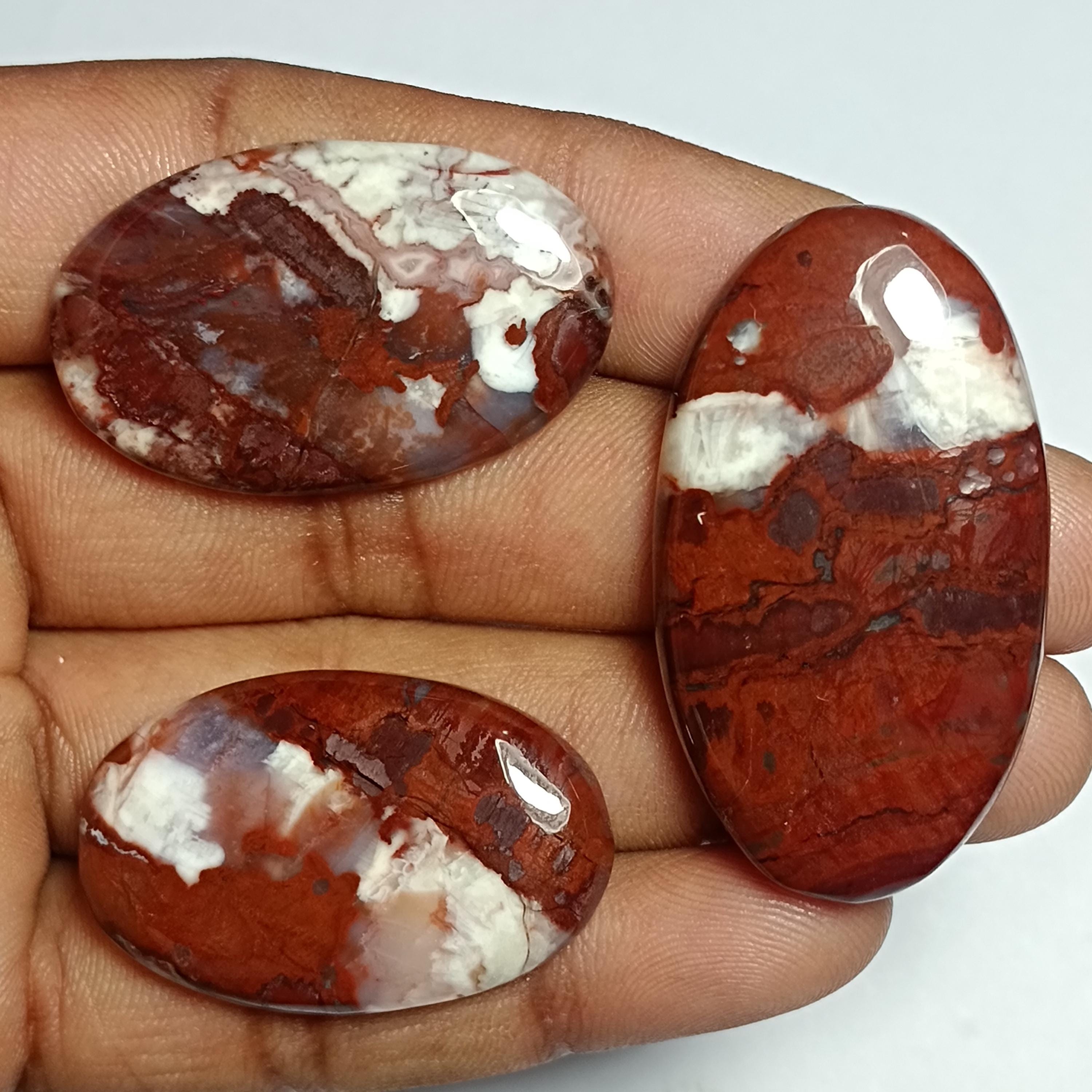 Red Jasper Cabochon Lot: Semi Precious Loose Stones, 164cts (3pcs)