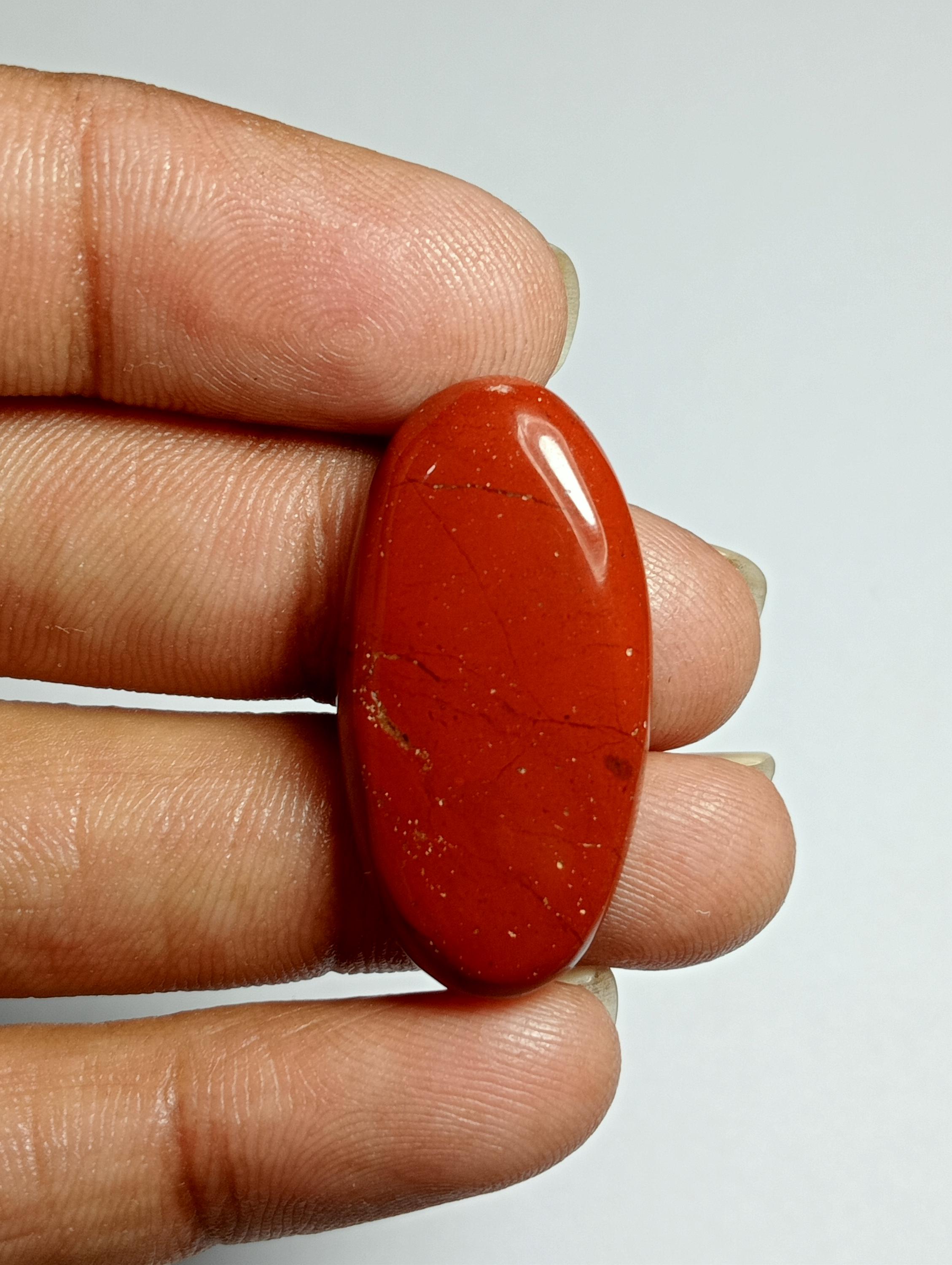 Red Jasper Cabochon: Semi Precious Loose Gemstone (32x16 Mm, 22cts) Red Jasper Cabochon: Semi Precious Loose Gemstone (32x16 Mm, 22cts)