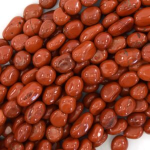 6mm - 8mm Natural Red Jasper Pebble Nugget Beads 15.5" Strand