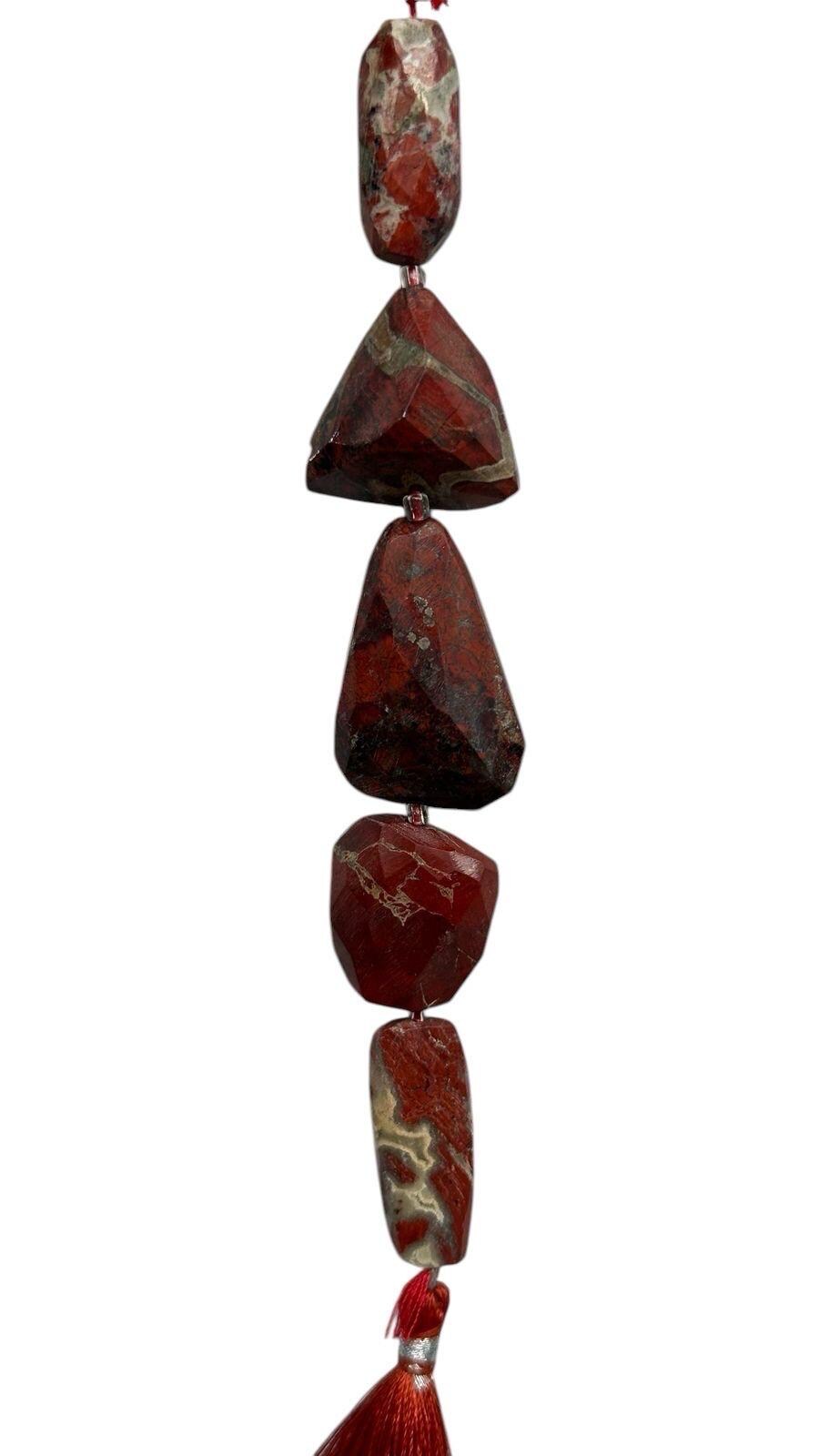 Faceted Red Jasper Nugget Beads: Large 20x10-30x20mm, 5-piece Set Faceted Red Jasper Nugget Beads: Large 20x10-30x20mm, 5-piece Set