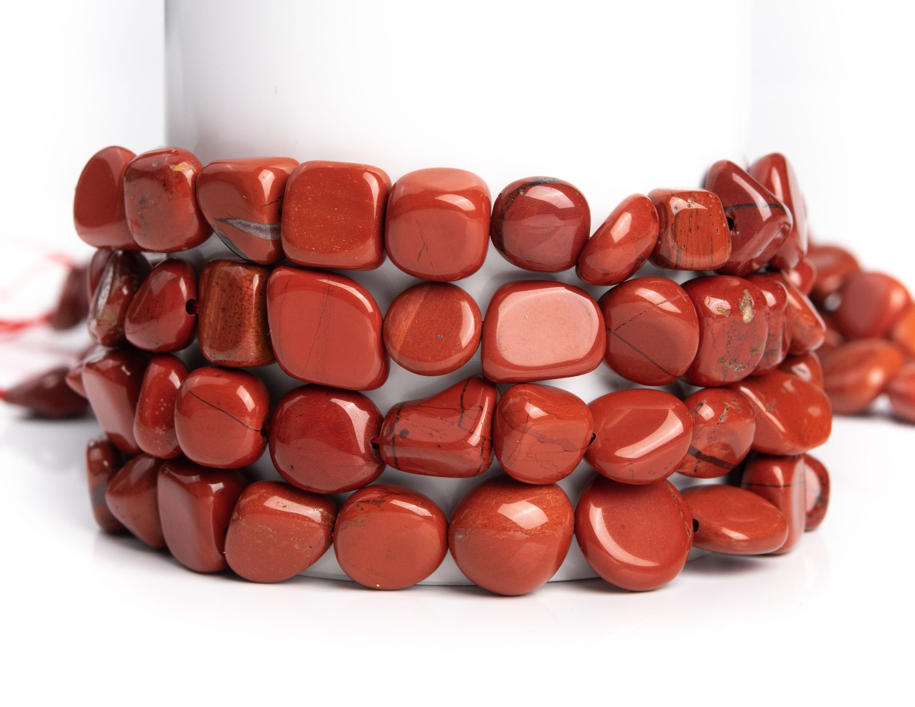 Natural Red Jasper Gemstone Grade Aaa Pebble Nugget 7-9mm Loose Beads