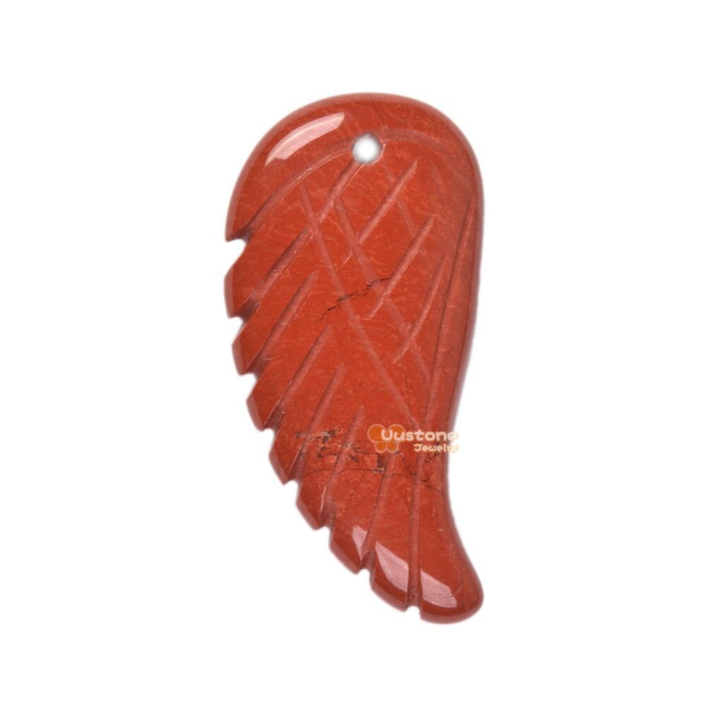 30mm Carved Red Jasper Gemstone Angel Wing Earrings Bead (both Sides Carved) 30mm Carved Red Jasper Gemstone Angel Wing Earrings Bead (both Sides Carved)