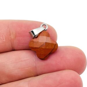 Red Jasper Four-Leaf Clover Crystal Pendants - Gemstone Charm For Necklace & Earring Making - DIY Jewelry Making Supplies - NC1324