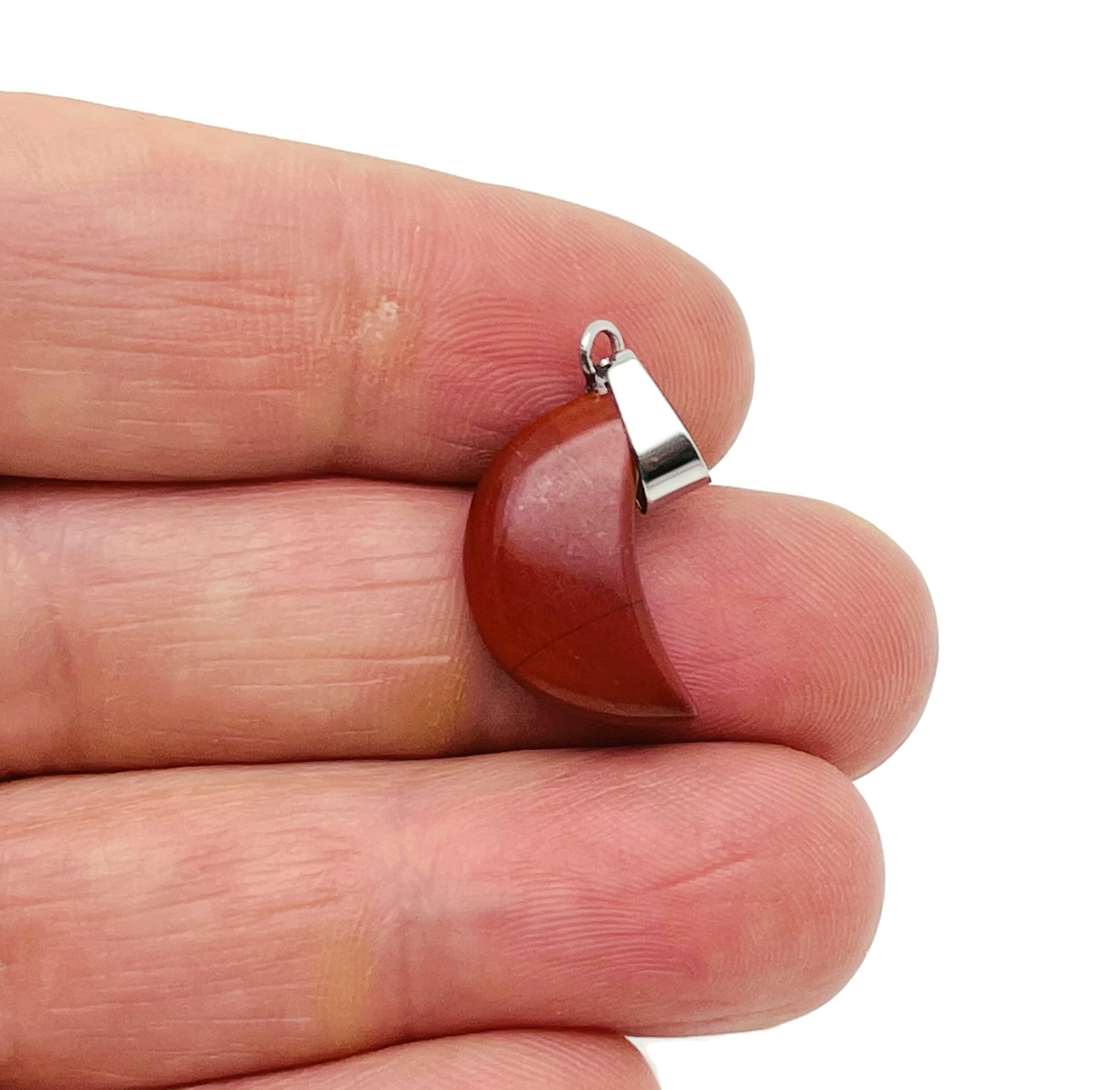 Red Jasper Moon Pendant - Red Jasper Moon Earring Crystal - Crystals Healing - Jewelry Making Supplies - Mnc1005