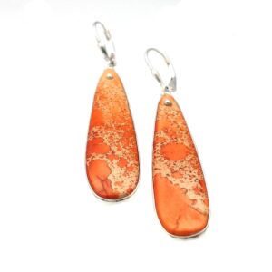 Red Jasper Earrings Silver Earrings Fall Colors Jewelry Sterling Silver Earrings Cabochon Earrings Lever Back Earrings Sleek Earrings