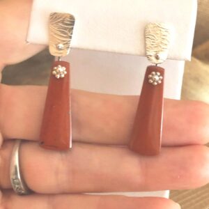 Red Jasper Sterling Silver Dangle Earrings: Handcrafted Organic Style