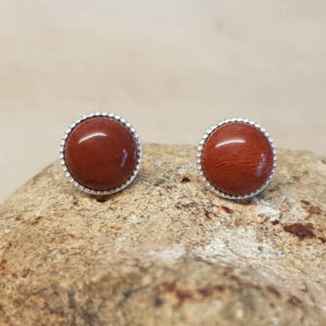 Red Jasper Stud Earrings. Sterling Silver Bressicated Jasper Post Earrings. Crystal Reiki Jewelry Uk. 8mm Stone