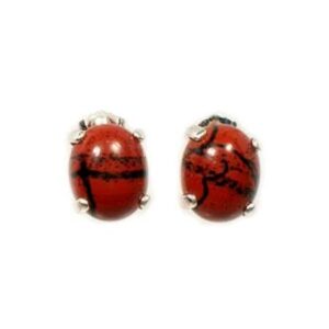 Red Jasper Studs Natural Stone 19th Century Gem Nubian Jasper Cabochon Red Jasper Earrings Italian Renaissance Art Commesso Painting #64456