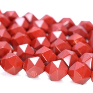 10MM Red Jasper Beads Star Cut Faceted Grade AAA Genuine Natural Brazil Gemstone Loose Beads 7.5" BULK LOT 1,3,5,10 and 50 (80005142 H-M15)
