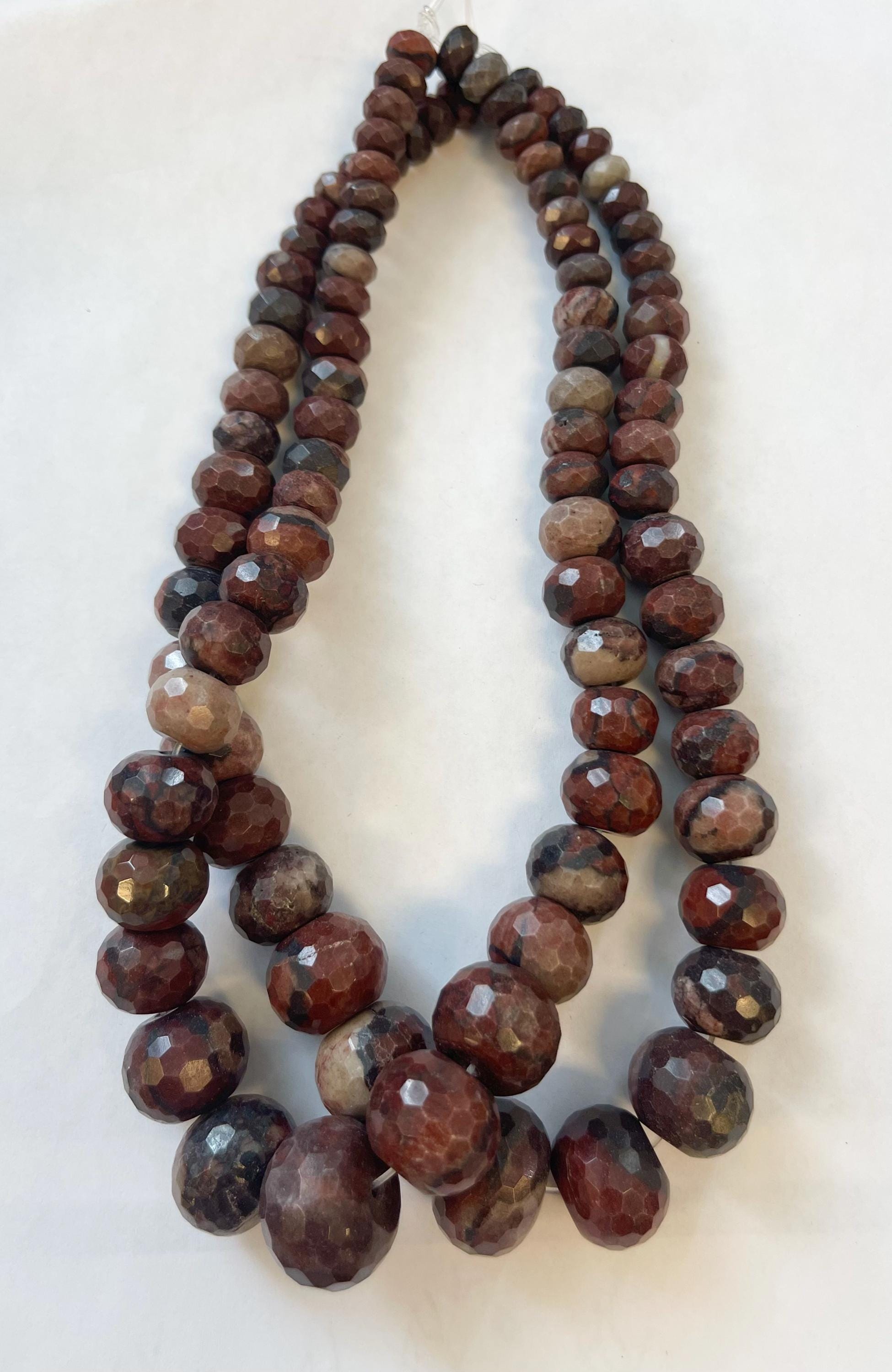 Red Jasper 10x5mm-20x15mm Faceted Graduated Rondelle Gemstone Bead -15.5 Inch Strand