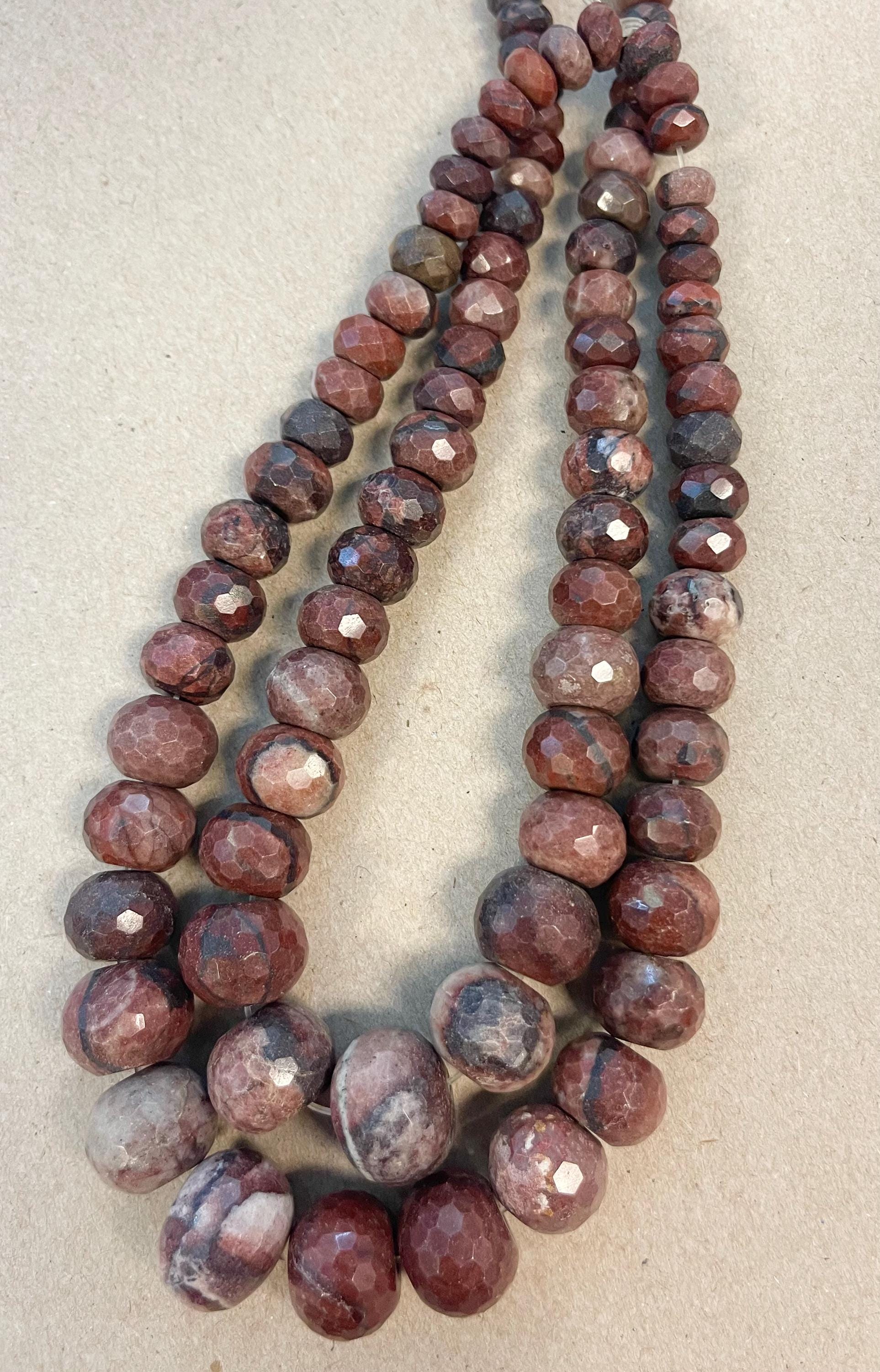 Red Jasper 10x6mm-20x16mm Graduated Faceted Rondelle Gemstone Bead-15.5 Inch Strand