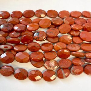 Red Jasper 18x14x7mm Faceted Oval Gemstone Bead--15.5 inch strand